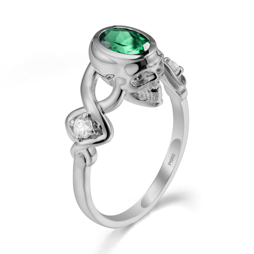 Halloween  Skull Oval Emerald Ring - LUO Jewelry #metal_platinum