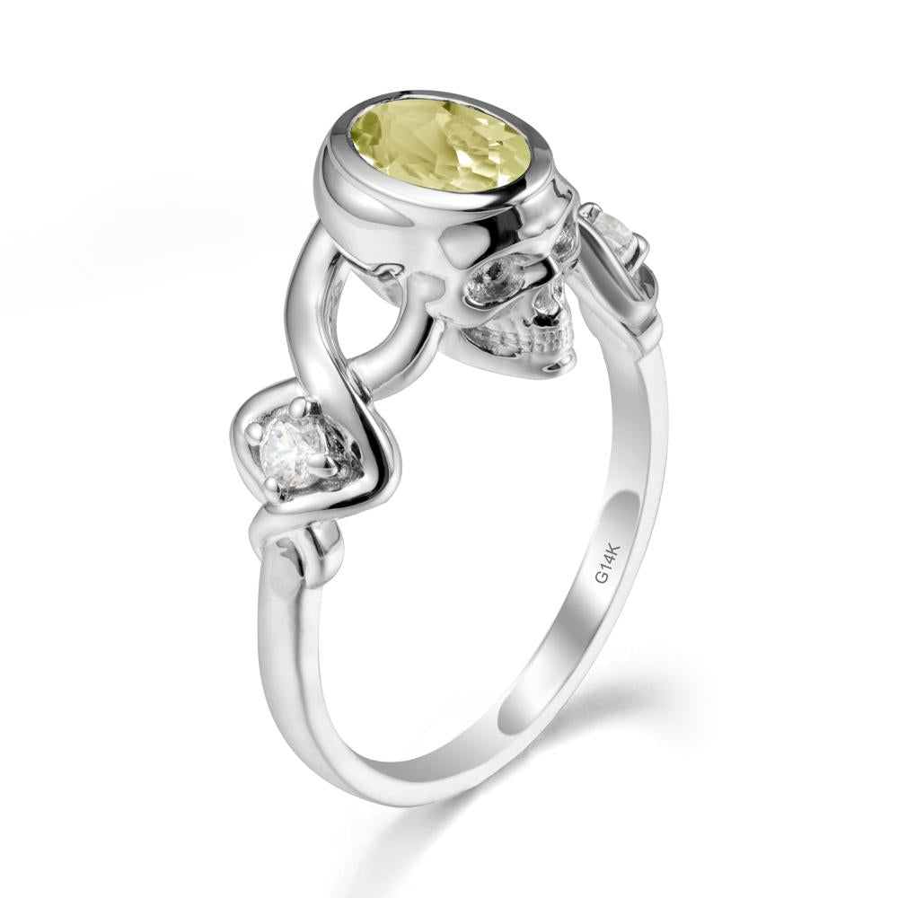 Halloween  Skull Oval Lemon Quartz Ring - LUO Jewelry #metal_14k white gold