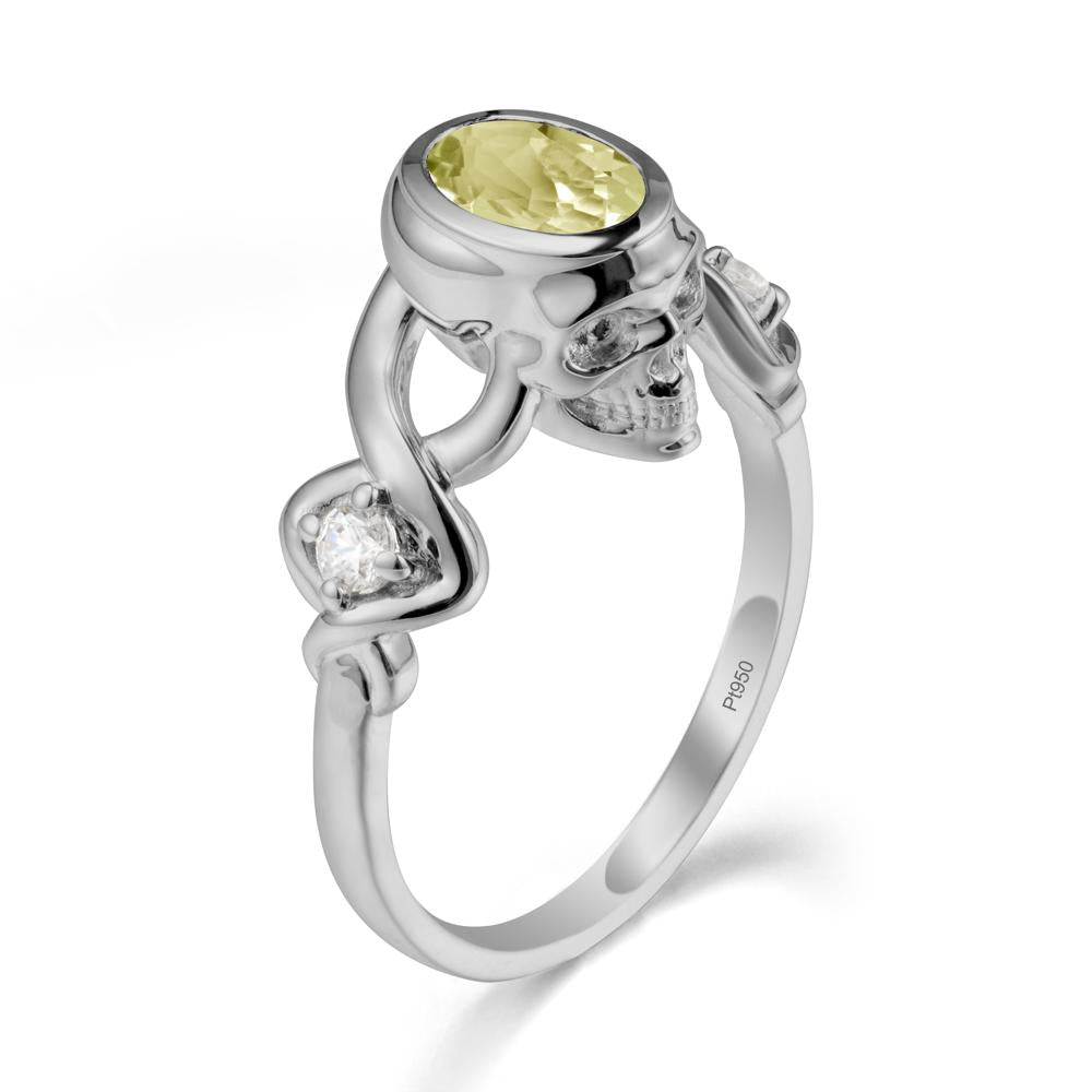 Halloween  Skull Oval Lemon Quartz Ring - LUO Jewelry #metal_platinum