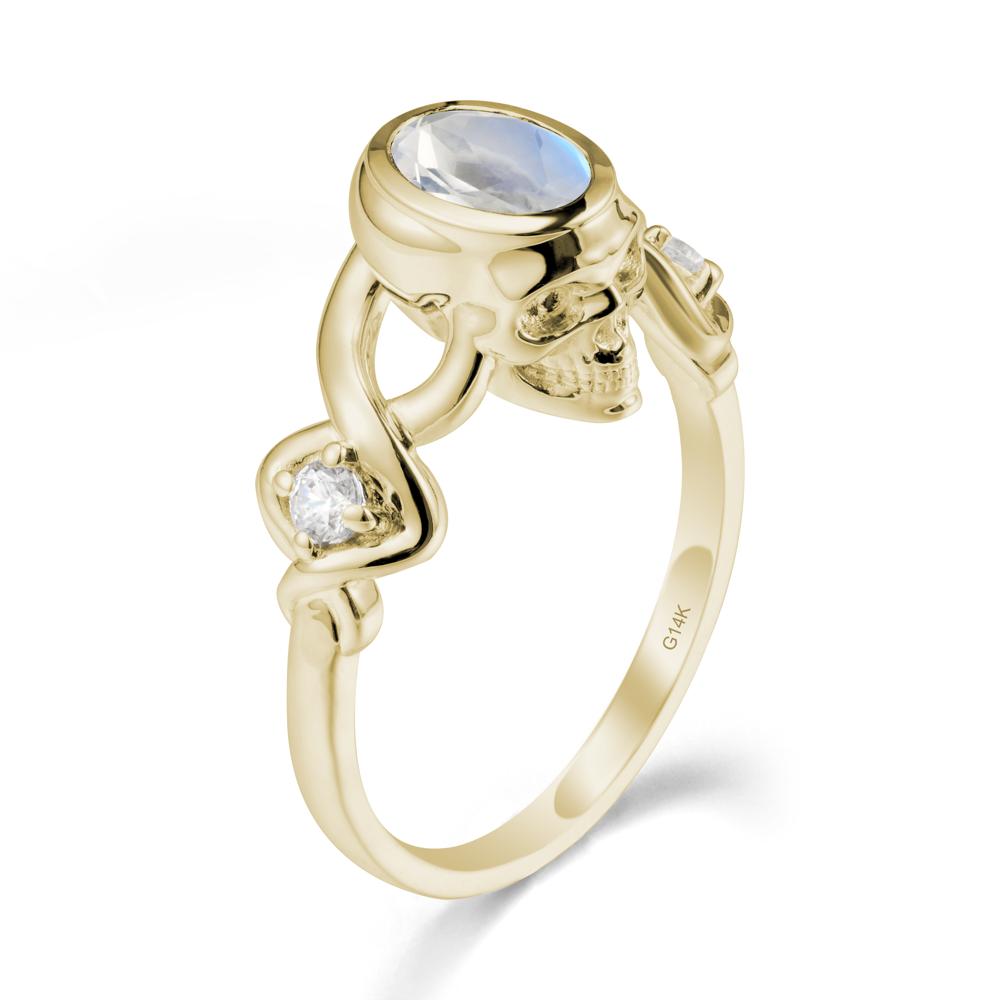 Halloween  Skull Oval Moonstone Ring - LUO Jewelry #metal_14k yellow gold