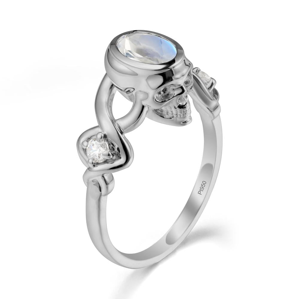 Halloween  Skull Oval Moonstone Ring - LUO Jewelry #metal_platinum