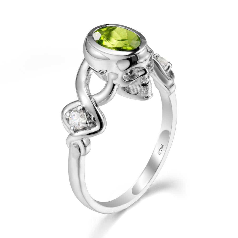Gothic Skull Peridot Ring - LUO Jewelry #metal_18k white gold