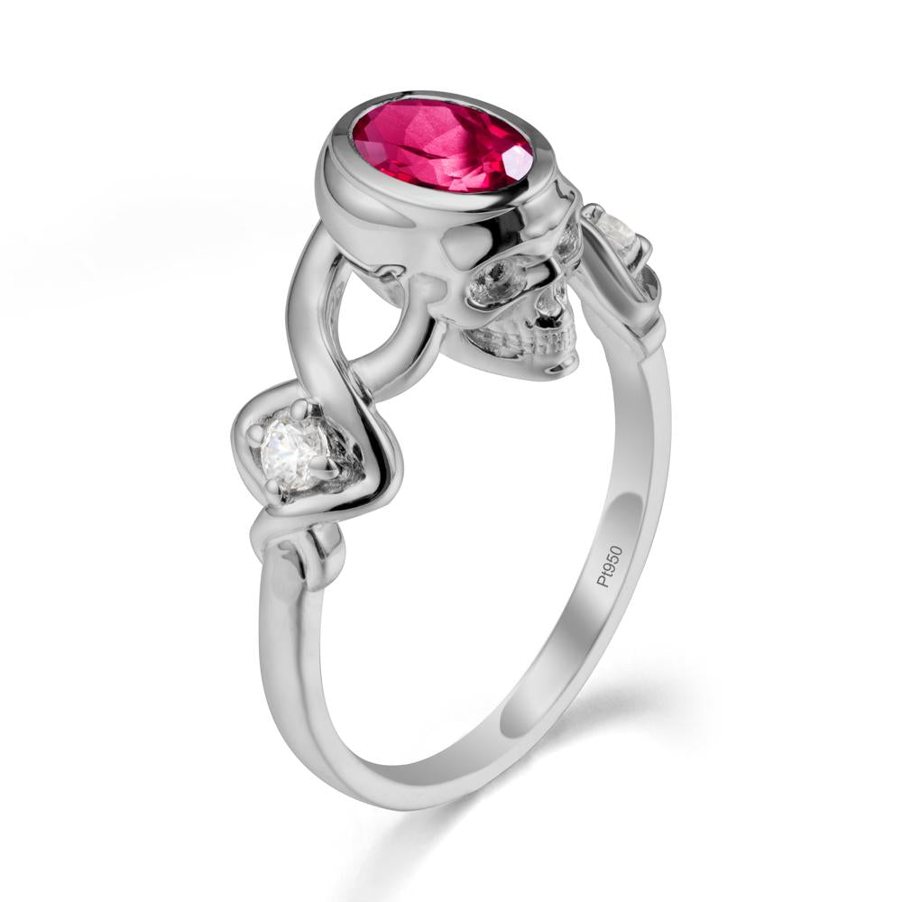 Gothic Skull Ruby Ring - LUO Jewelry #metal_platinum