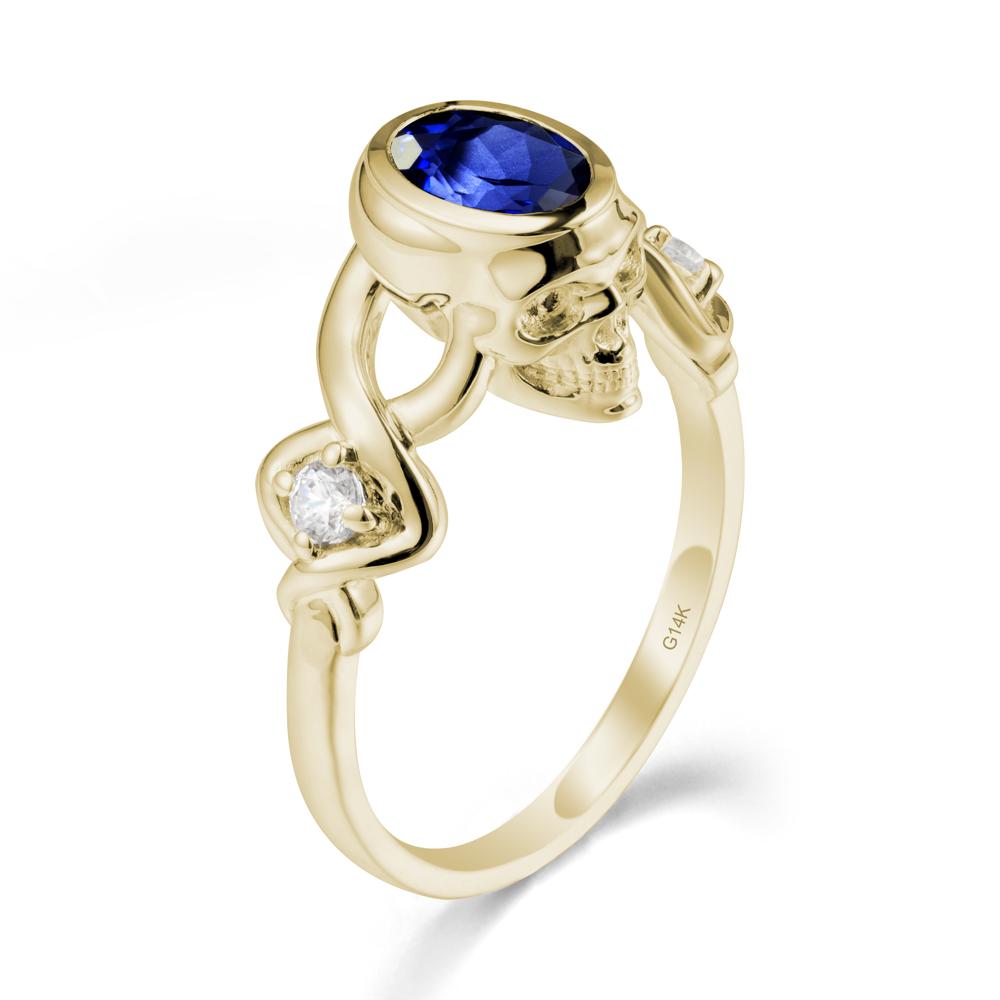 Halloween  Skull Oval Sapphire Ring - LUO Jewelry #metal_14k yellow gold