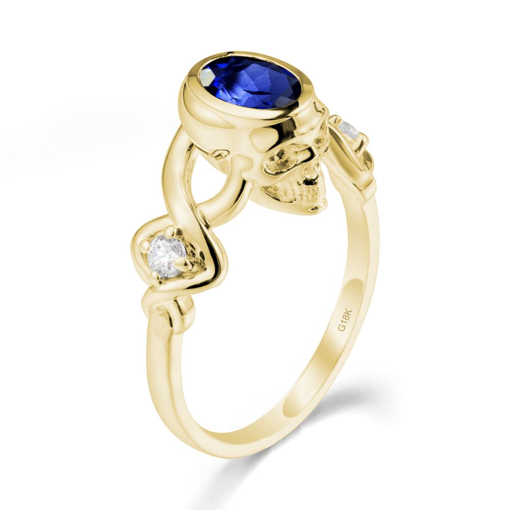 Halloween  Skull Oval Sapphire Ring - LUO Jewelry #metal_18k yellow gold
