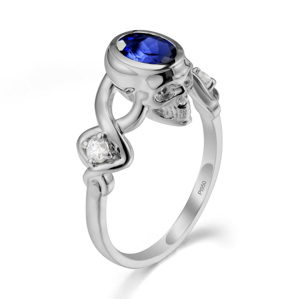 Halloween  Skull Oval Sapphire Ring - LUO Jewelry #metal_platinum