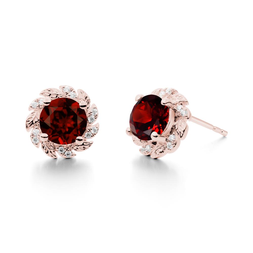 Round Garnet Flower Earrings - LUO Jewelry #metal_18k rose gold