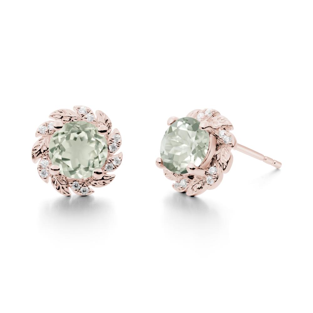 Leaf Halo Green Amethyst Pendant Earrings - LUO Jewelry #metal_14k rose gold