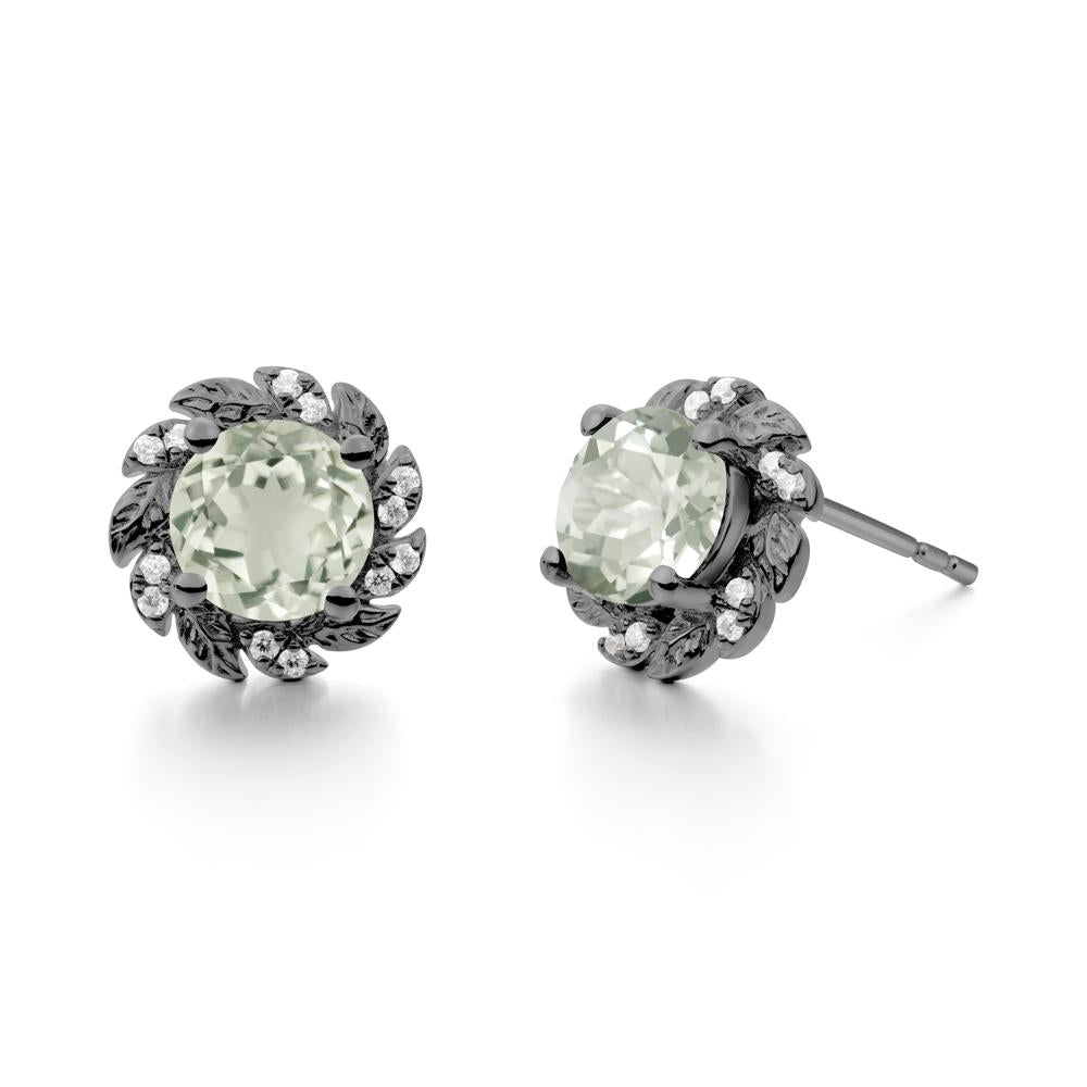 Leaf Halo Green Amethyst Pendant Earrings - LUO Jewelry #metal_black finish sterling silver