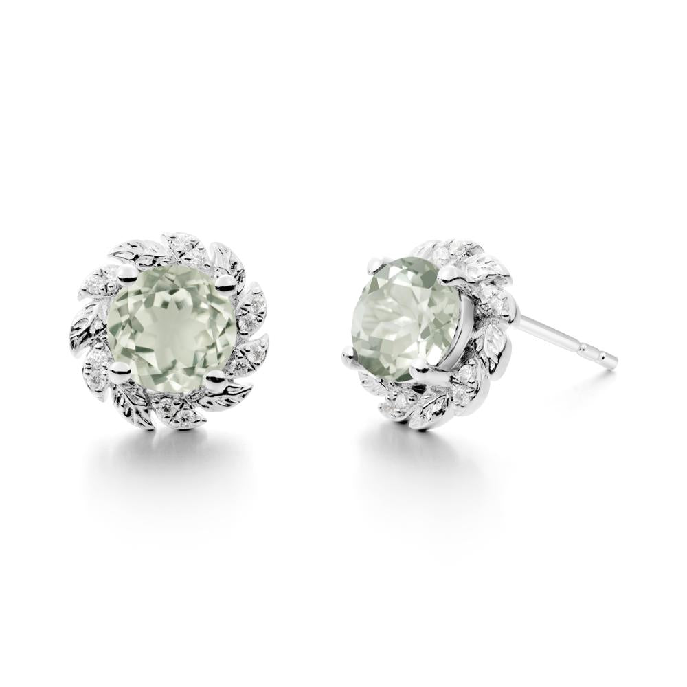 Leaf Halo Green Amethyst Pendant Earrings - LUO Jewelry #metal_sterling silver