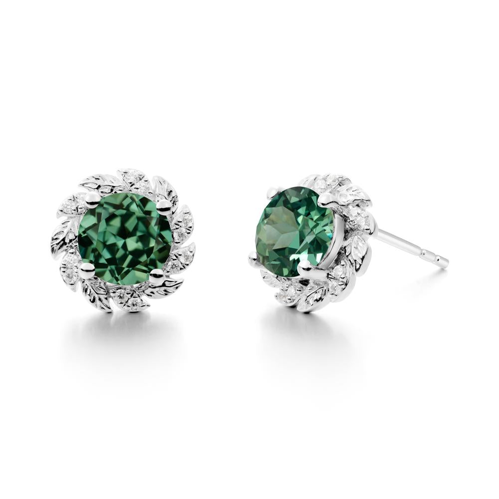 Round Green Sapphire Flower Earrings - LUO Jewelry #metal_sterling silver