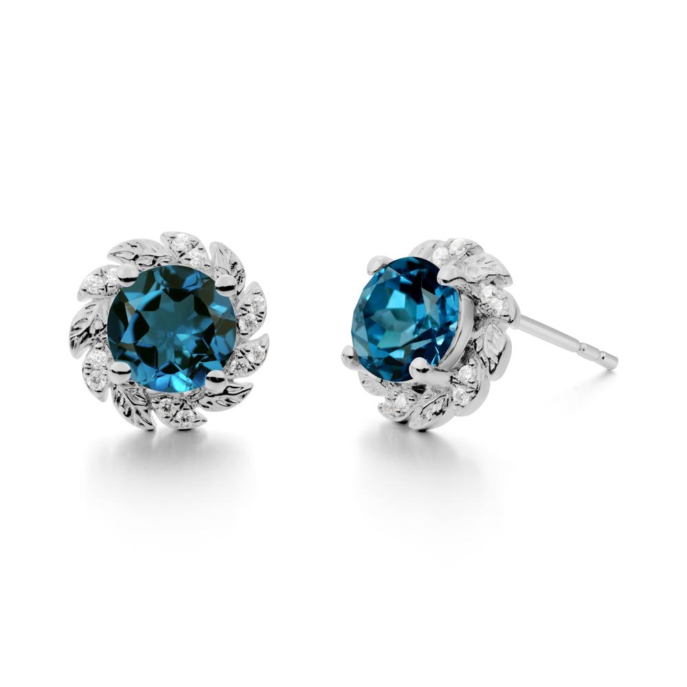 Round London Blue Topaz Flower Earrings - LUO Jewelry #metal_platinum