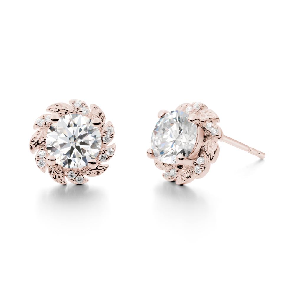 Leaf Halo Moissanite Pendant Earrings - LUO Jewelry #metal_14k rose gold