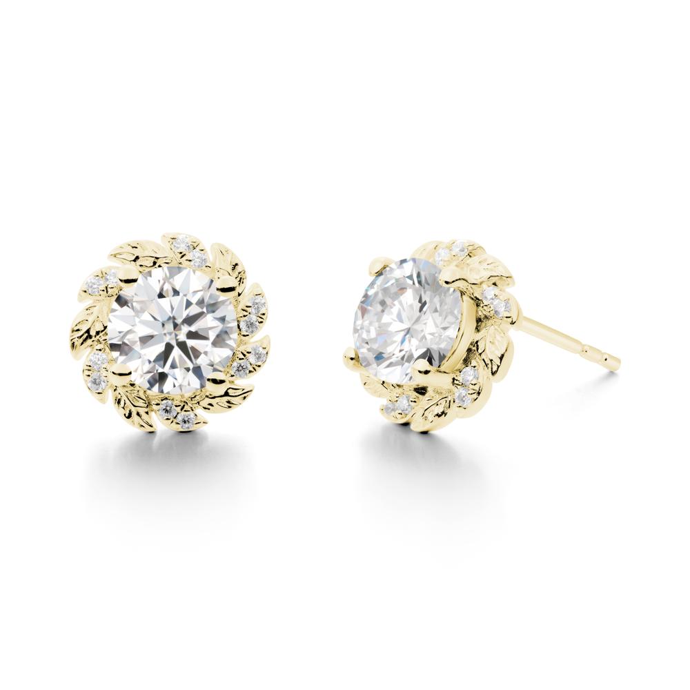 Leaf Halo Moissanite Pendant Earrings - LUO Jewelry #metal_18k yellow gold