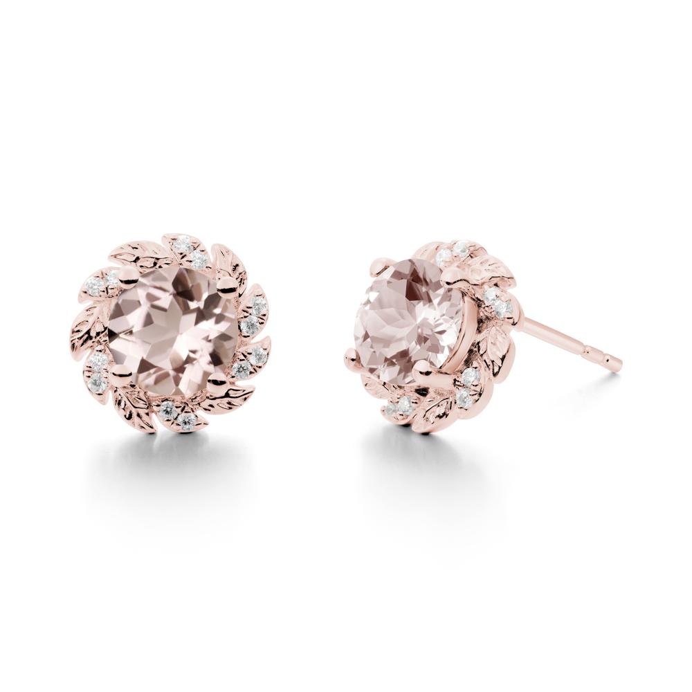 Leaf Halo Morganite Pendant Earrings - LUO Jewelry #metal_18k rose gold