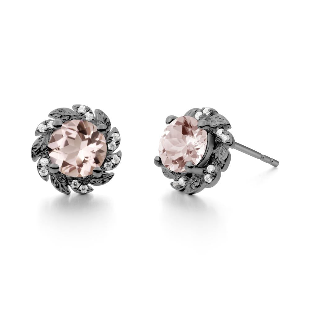 Leaf Halo Morganite Pendant Earrings - LUO Jewelry #metal_black finish sterling silver