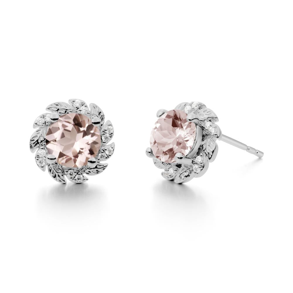 Leaf Halo Morganite Pendant Earrings - LUO Jewelry #metal_platinum