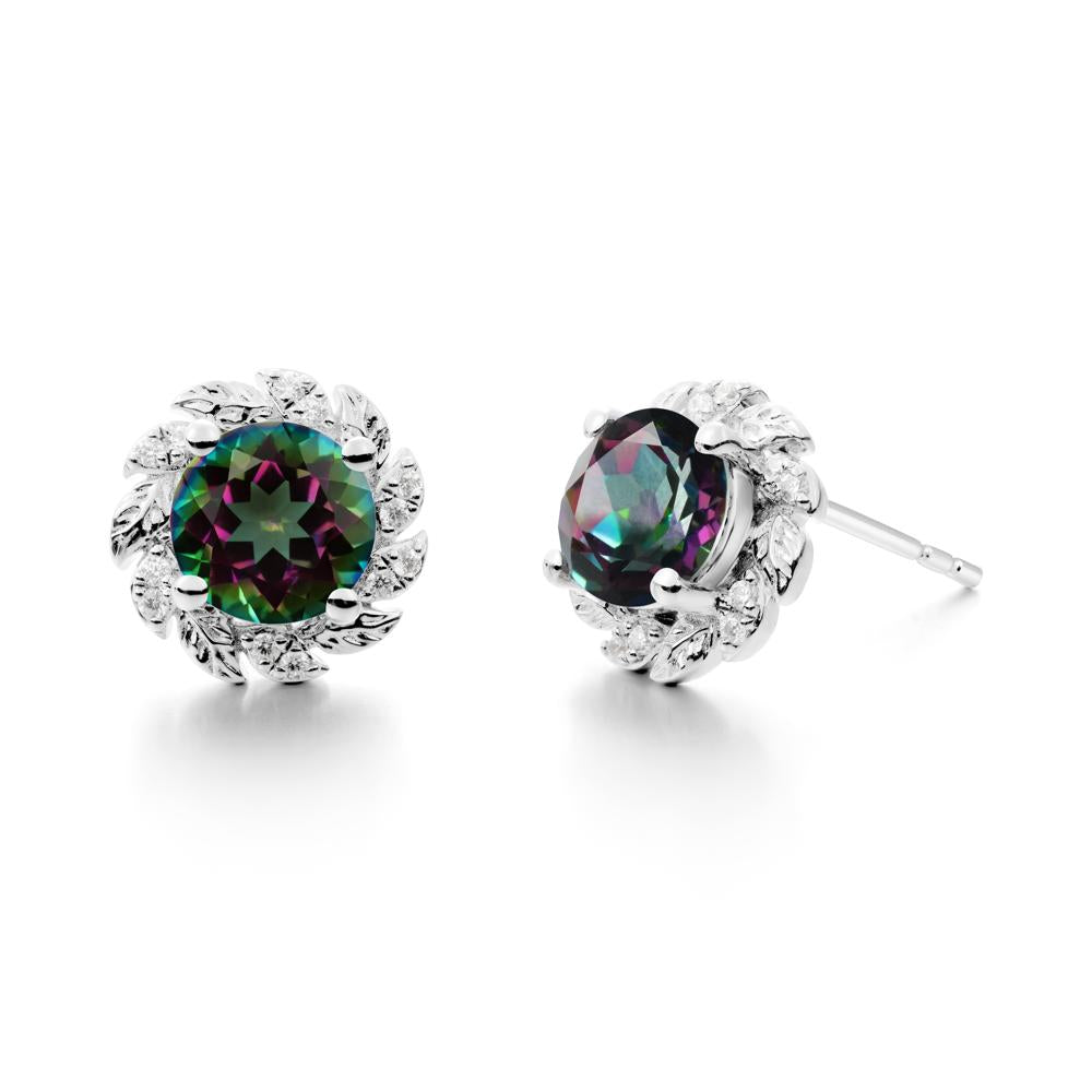 Round Mystic Topaz Flower Earrings - LUO Jewelry #metal_18k white gold