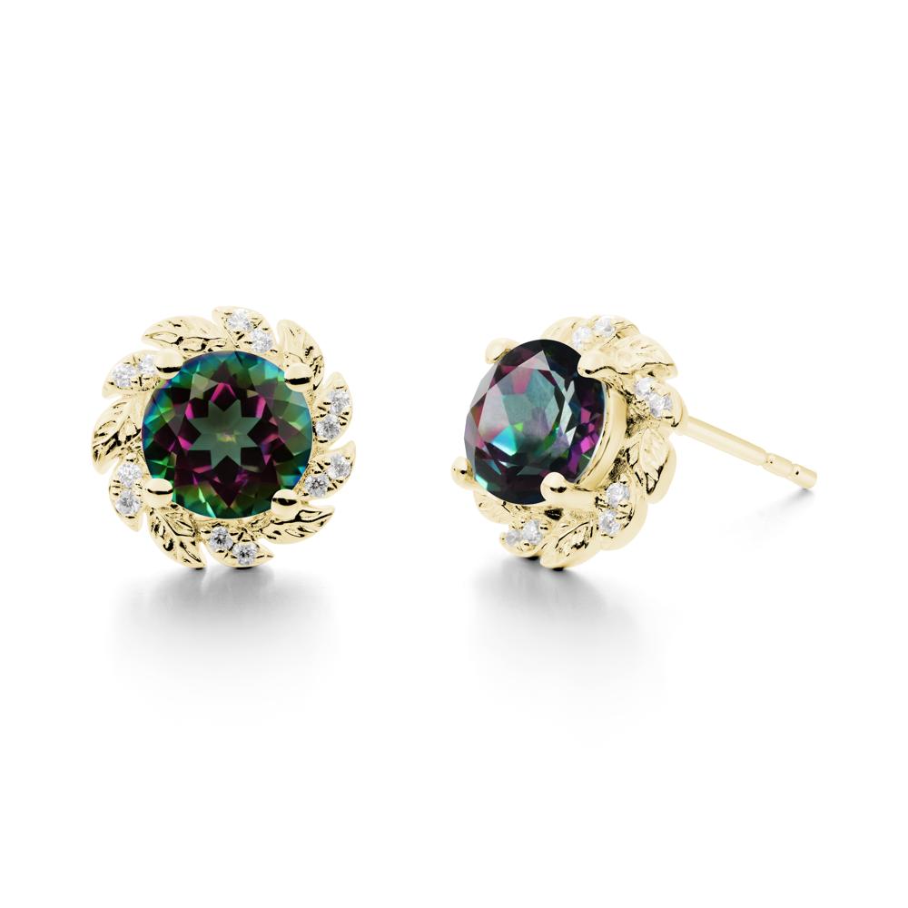 Round Mystic Topaz Flower Earrings - LUO Jewelry #metal_18k yellow gold