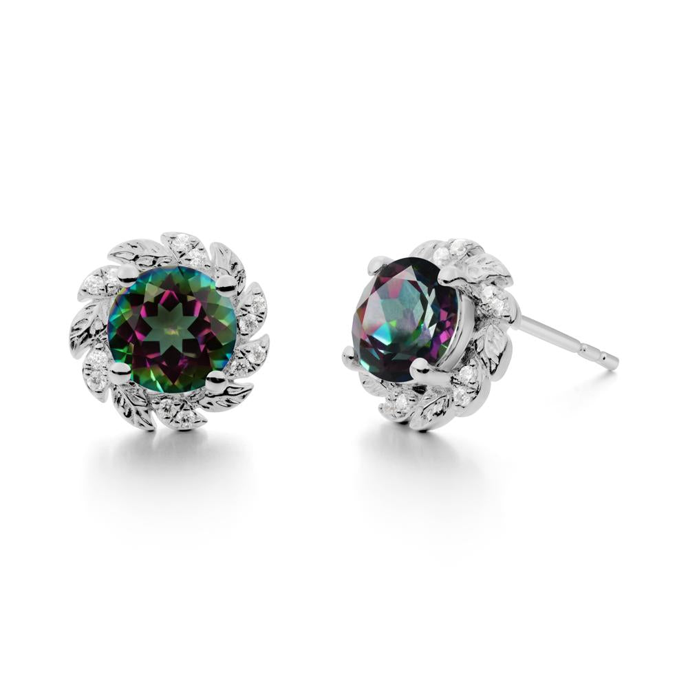 Round Mystic Topaz Flower Earrings - LUO Jewelry #metal_platinum