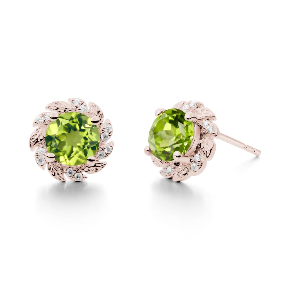 Leaf Halo Peridot Pendant Earrings - LUO Jewelry #metal_14k rose gold