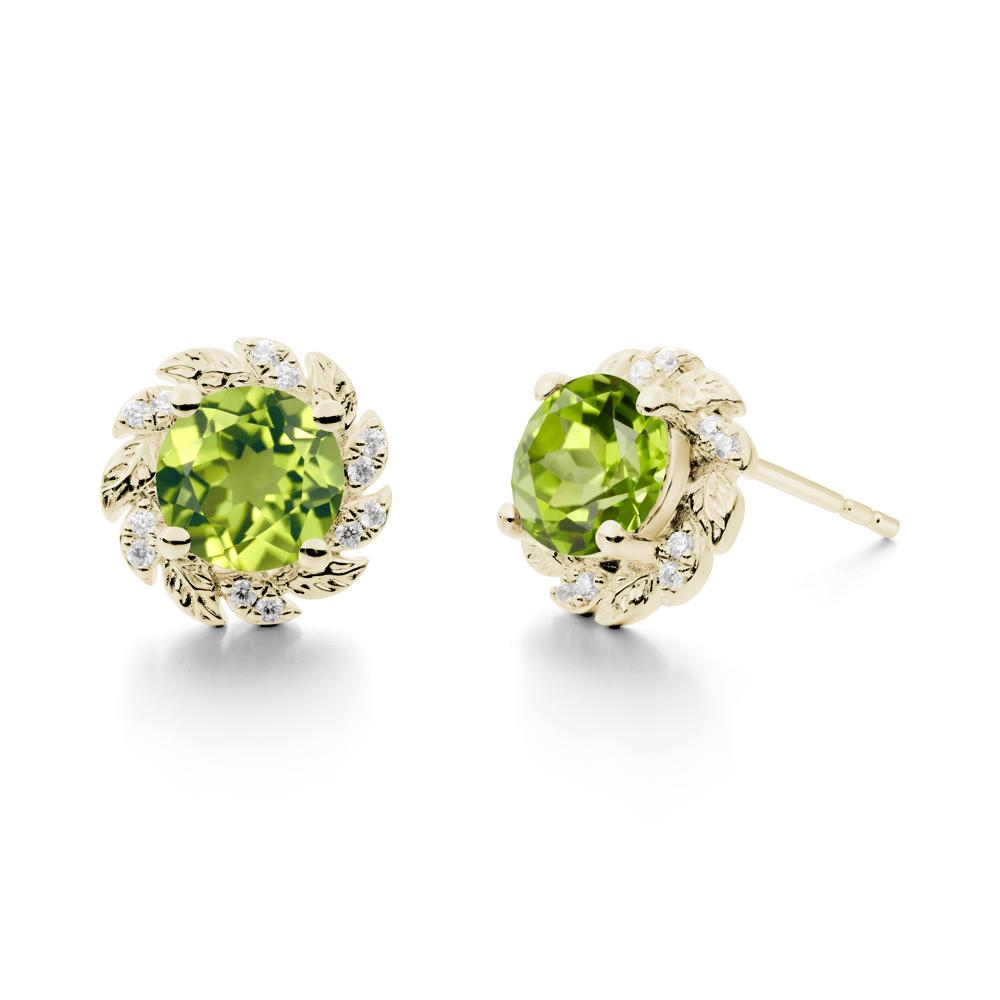 Leaf Halo Peridot Pendant Earrings - LUO Jewelry #metal_14k yellow gold