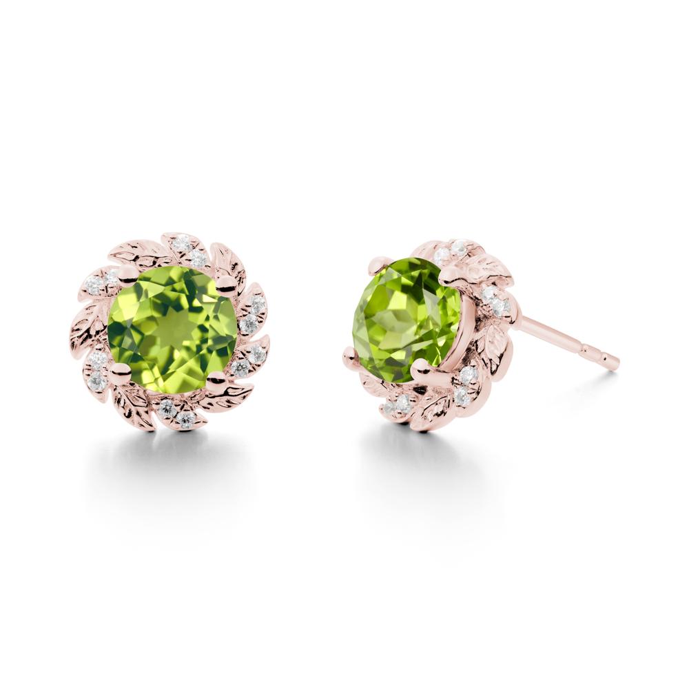 Leaf Halo Peridot Pendant Earrings - LUO Jewelry #metal_18k rose gold