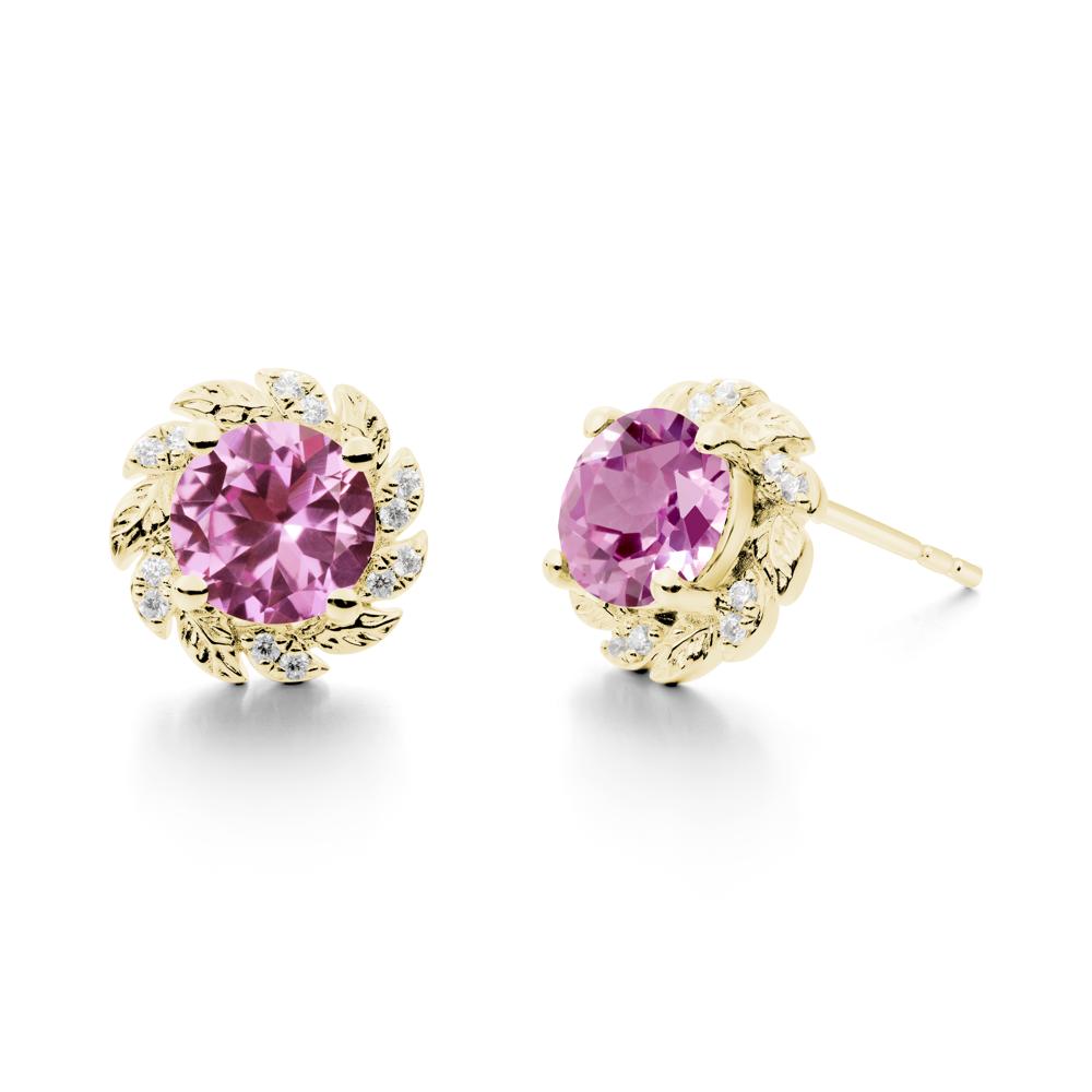 Leaf Halo Pink Sapphire Pendant Earrings - LUO Jewelry #metal_18k yellow gold