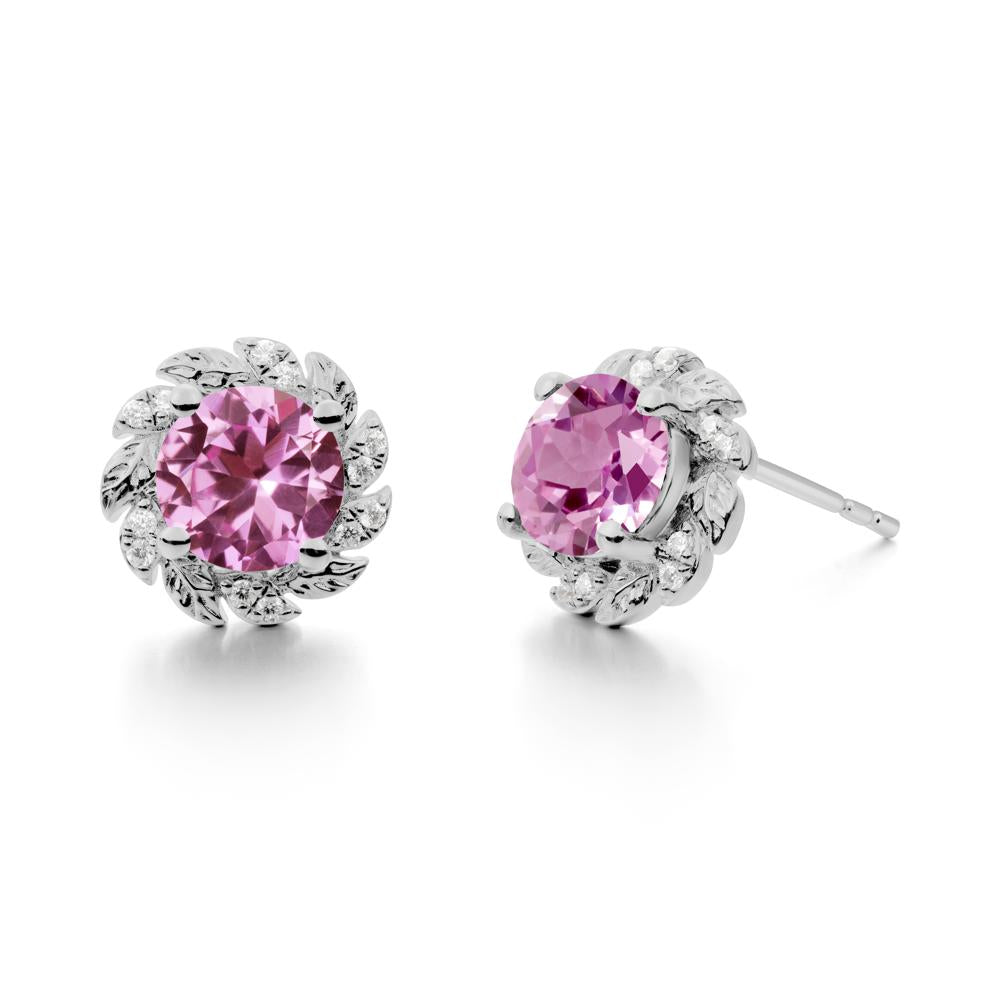 Leaf Halo Pink Sapphire Pendant Earrings - LUO Jewelry #metal_platinum