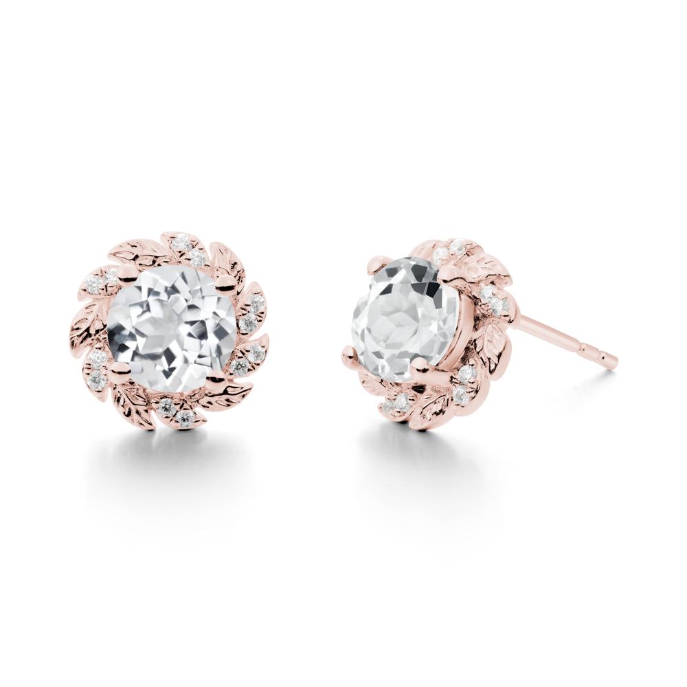 Leaf Halo White Topaz Pendant Earrings - LUO Jewelry #metal_18k rose gold