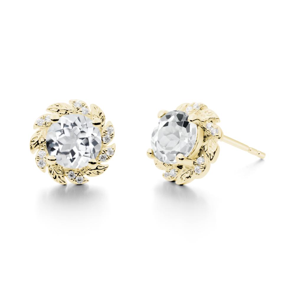 Leaf Halo White Topaz Pendant Earrings - LUO Jewelry #metal_18k yellow gold