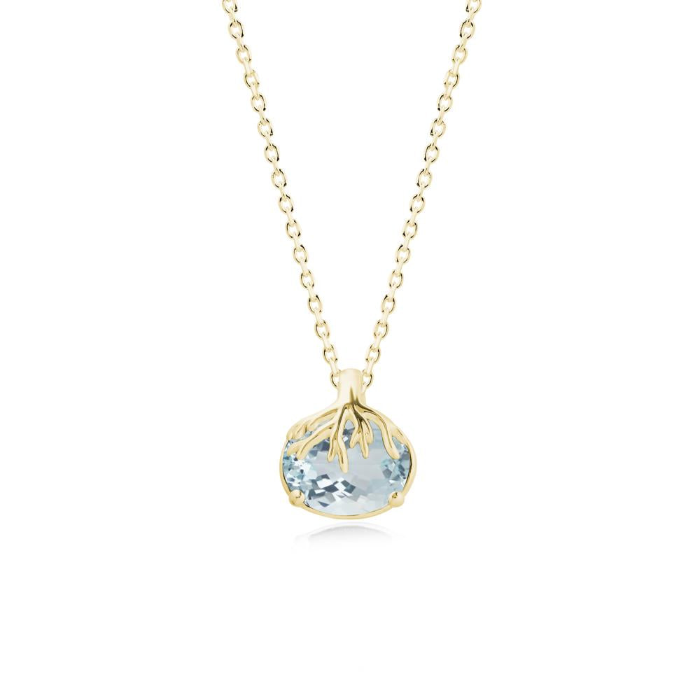 Nature Inspired Oval Aquamarine Necklace - LUO Jewelry #metal_18k yellow gold