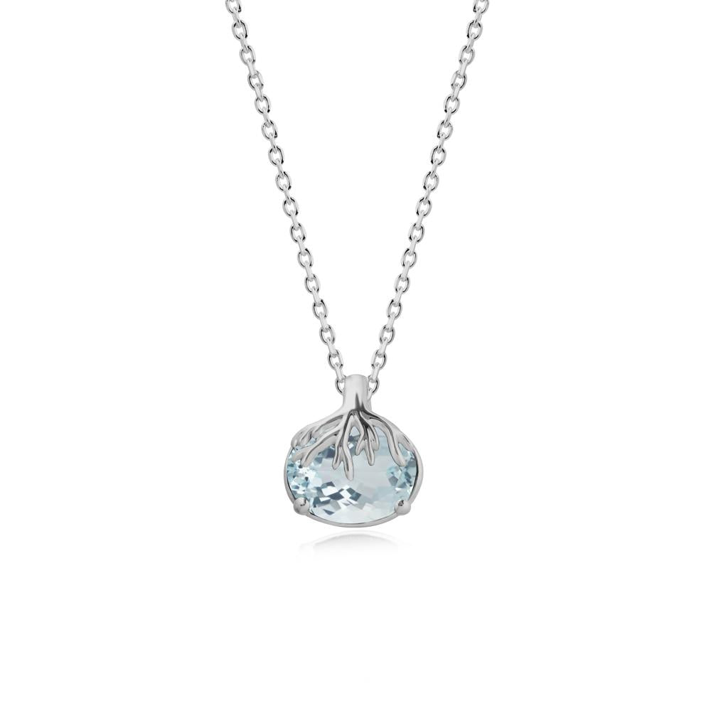 Nature Inspired Oval Aquamarine Necklace - LUO Jewelry #metal_platinum