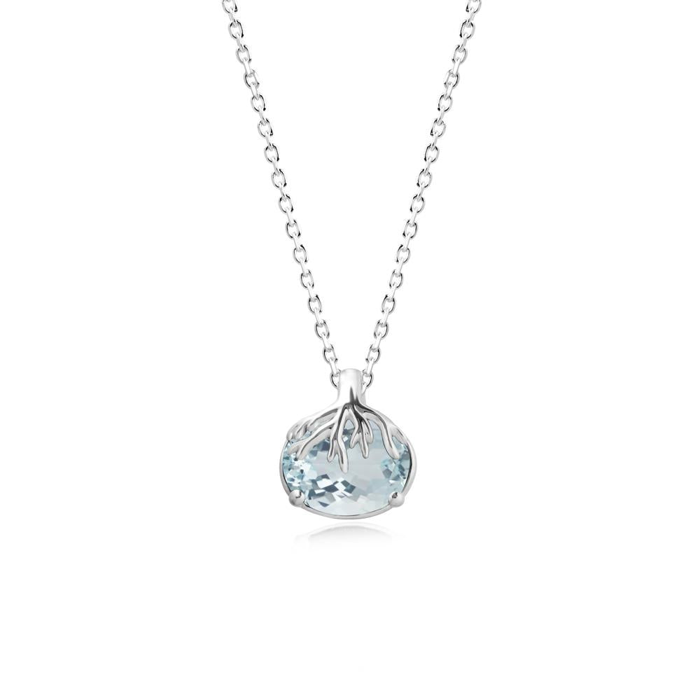 Nature Inspired Oval Aquamarine Necklace - LUO Jewelry #metal_sterling silver