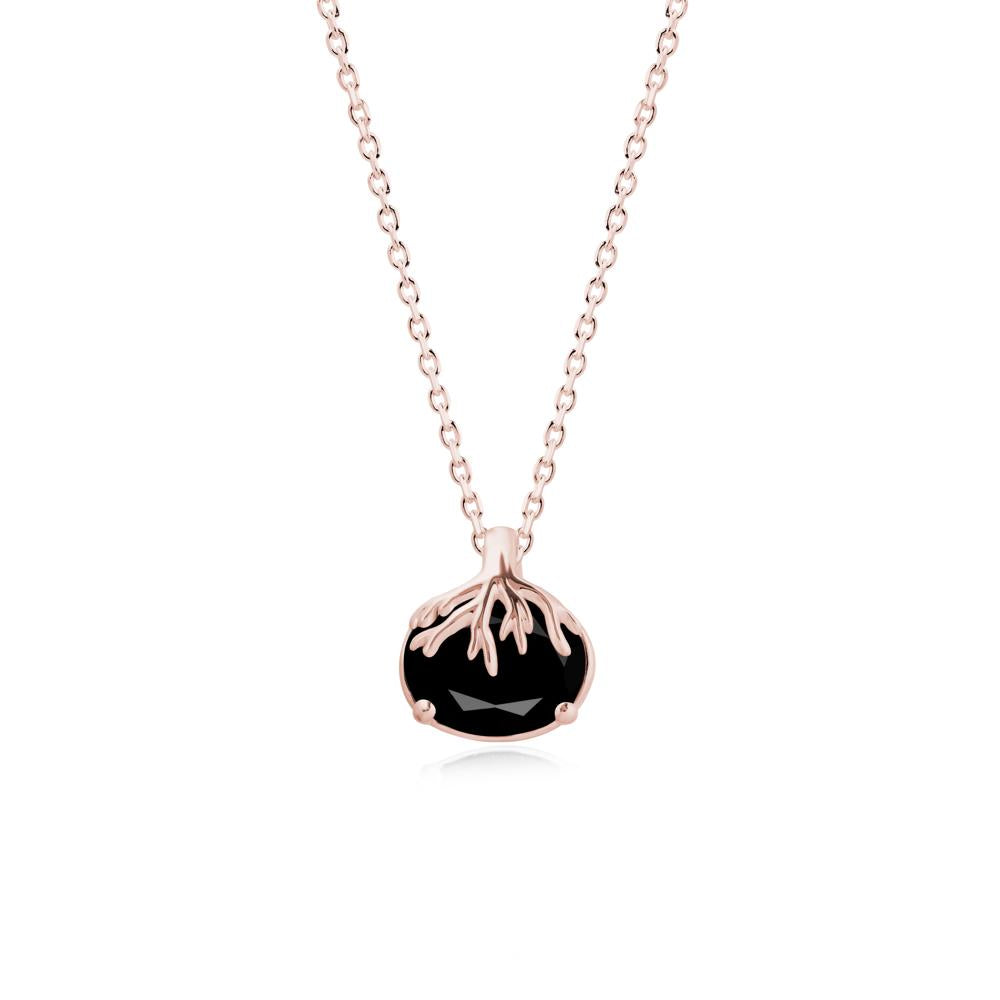 Tree Root Inspired Oval Black Spinel Necklace - LUO Jewelry #metal_18k rose gold