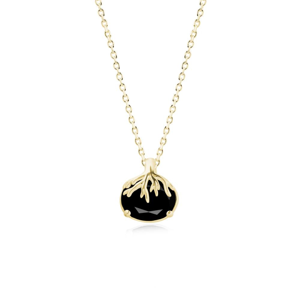 Tree Root Inspired Oval Black Spinel Necklace - LUO Jewelry #metal_18k yellow gold