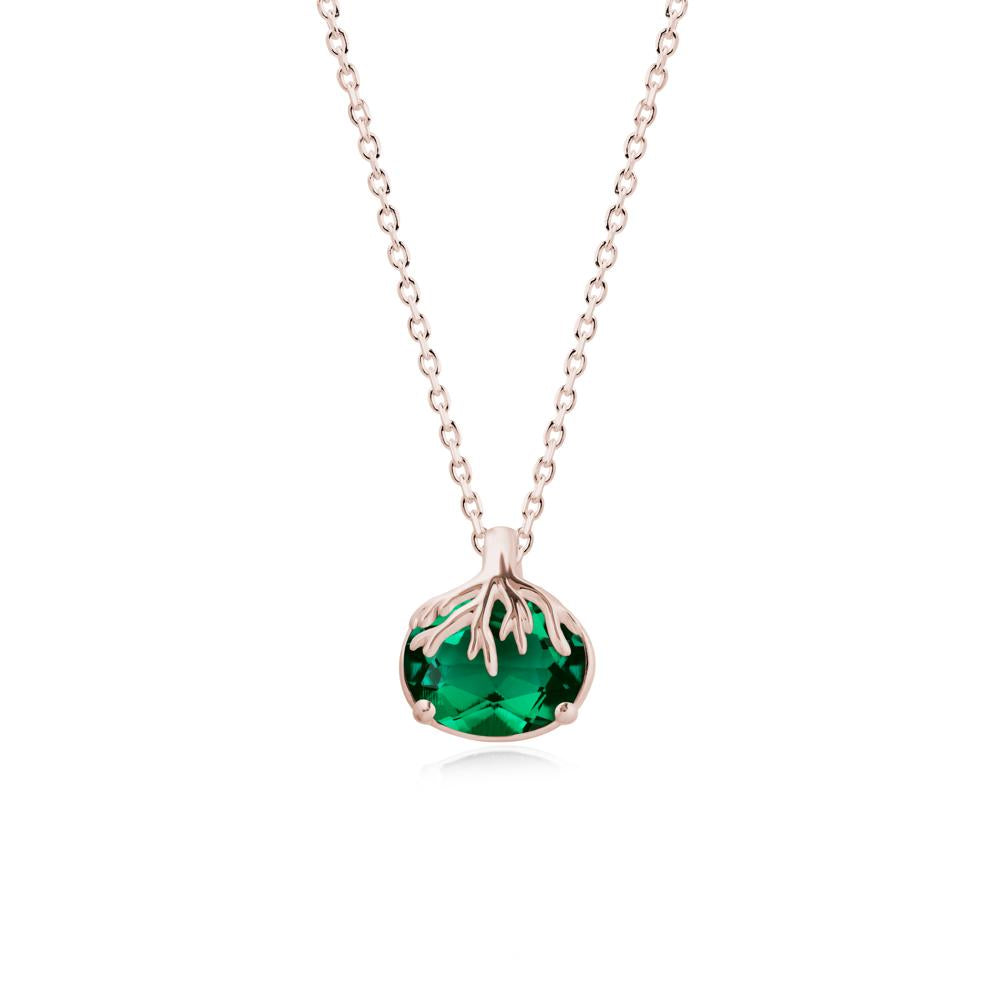 Nature Inspired Oval Emerald Necklace - LUO Jewelry #metal_14k rose gold