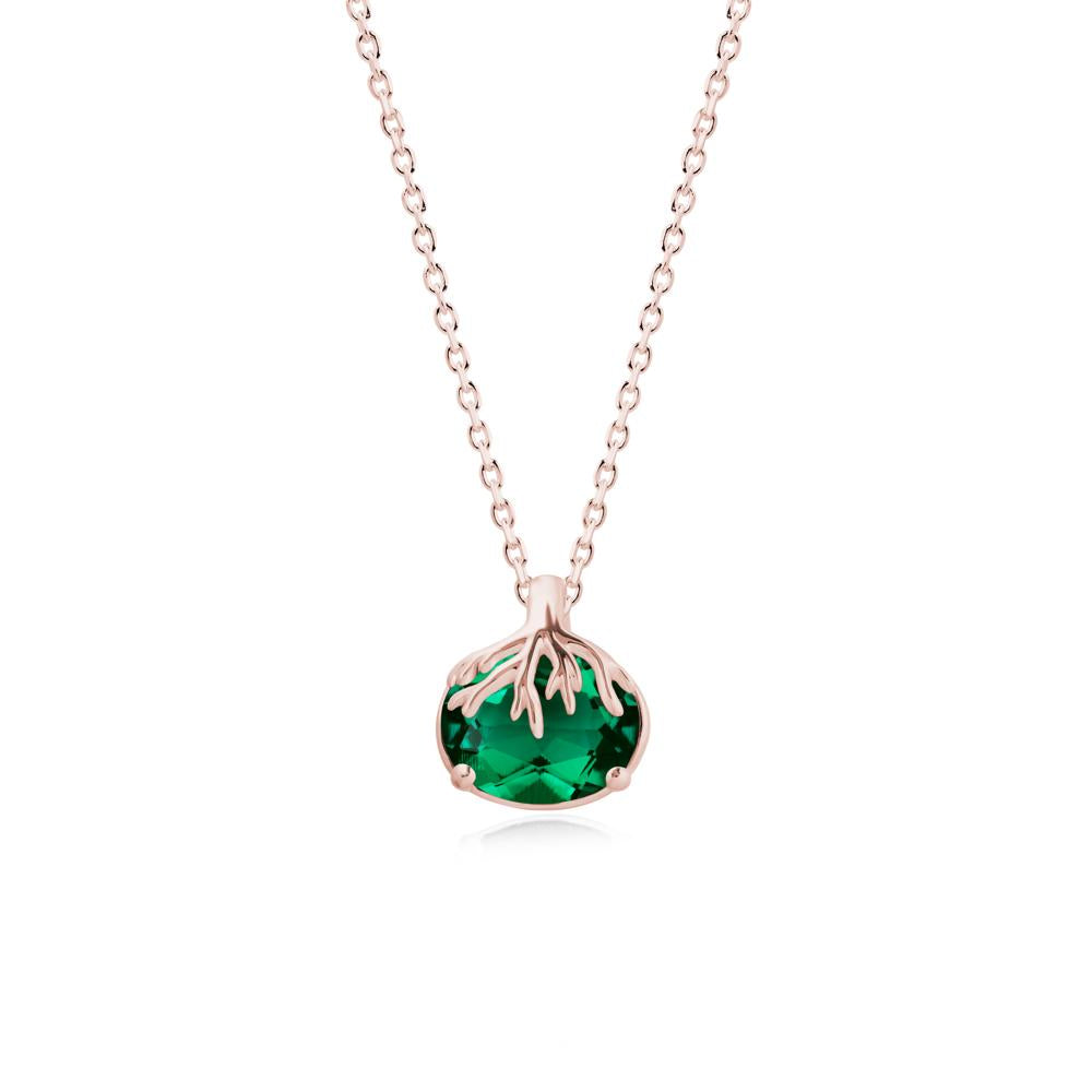 Nature Inspired Oval Emerald Necklace - LUO Jewelry #metal_18k rose gold