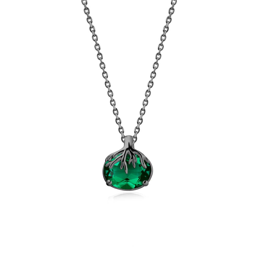Nature Inspired Oval Emerald Necklace - LUO Jewelry #metal_black finish sterling silver