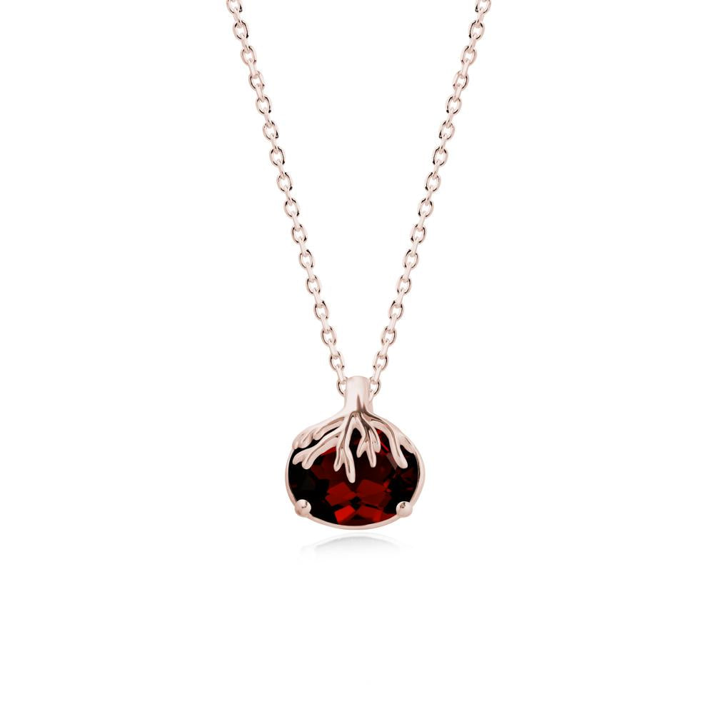 Tree Root Inspired Oval Garnet Necklace - LUO Jewelry #metal_14k rose gold