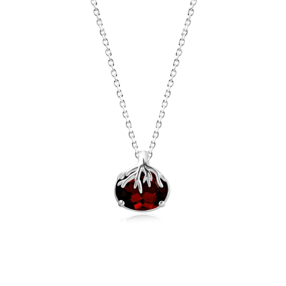 Tree Root Inspired Oval Garnet Necklace - LUO Jewelry #metal_14k white gold