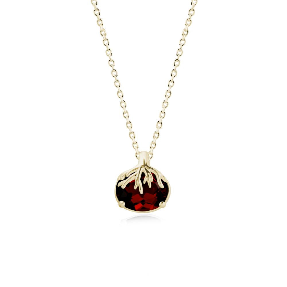 Tree Root Inspired Oval Garnet Necklace - LUO Jewelry #metal_14k yellow gold