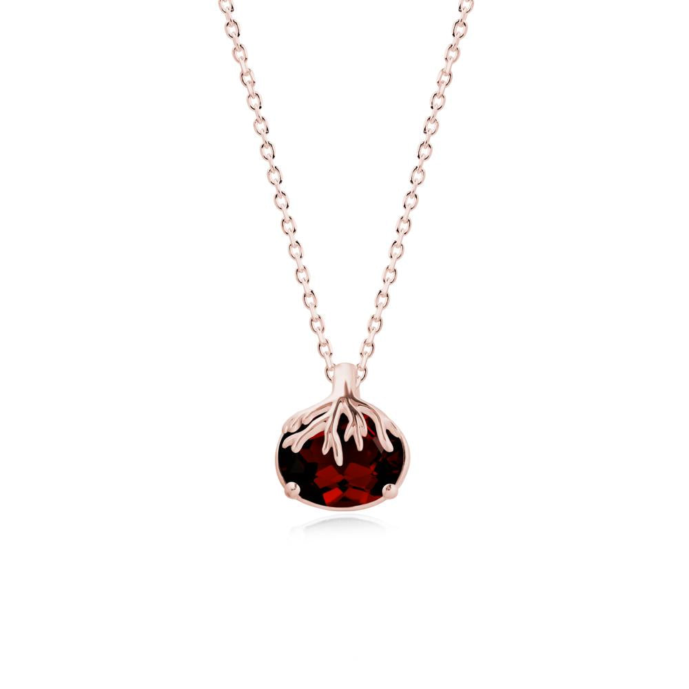 Tree Root Inspired Oval Garnet Necklace - LUO Jewelry #metal_18k rose gold