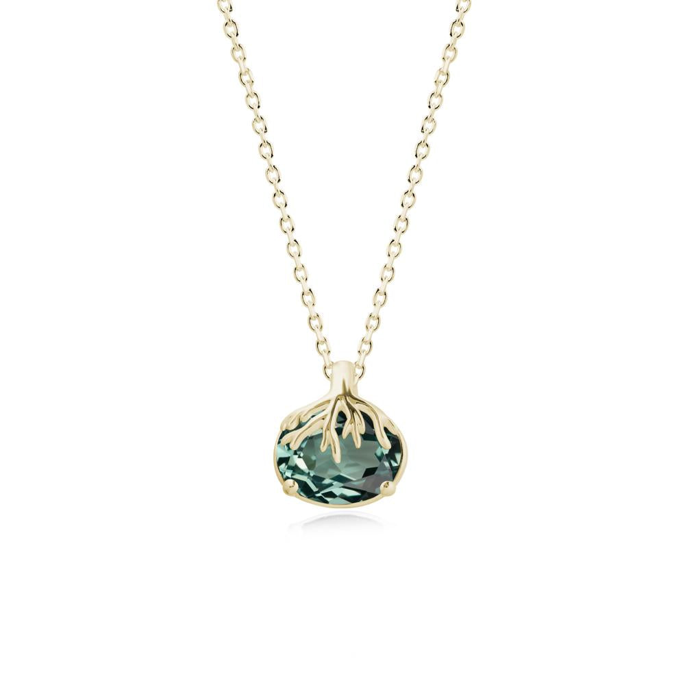 Nature Inspired Oval Green Sapphire Necklace - LUO Jewelry #metal_14k yellow gold