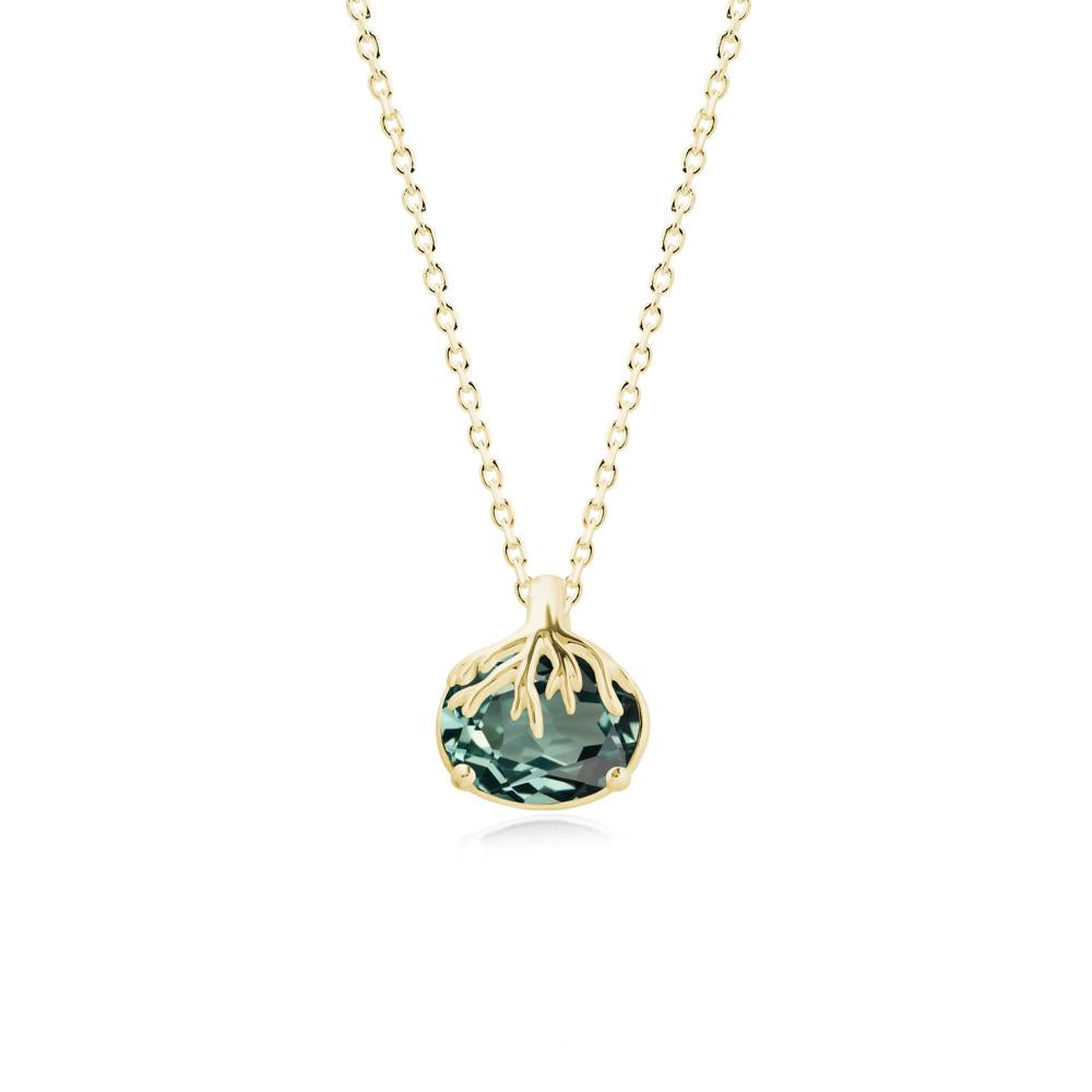 Nature Inspired Oval Green Sapphire Necklace - LUO Jewelry #metal_18k yellow gold
