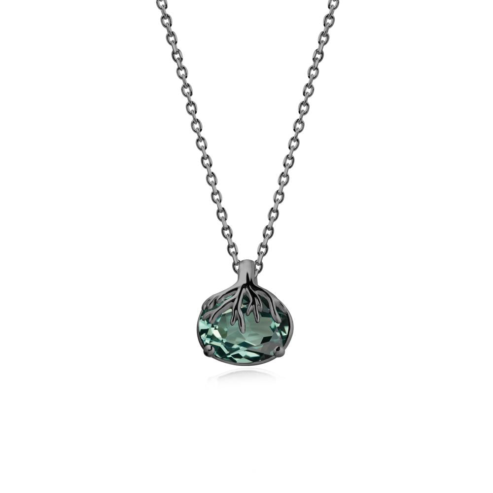 Nature Inspired Oval Green Sapphire Necklace - LUO Jewelry #metal_black finish sterling silver