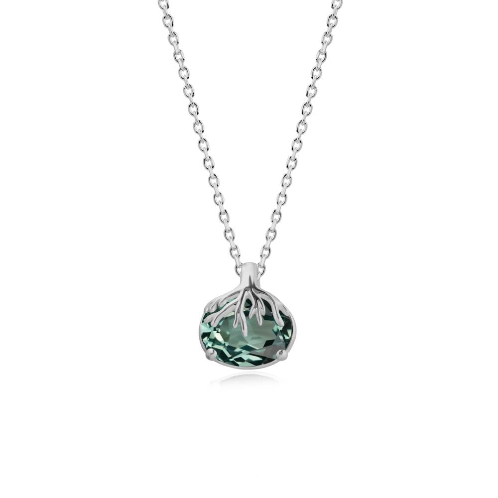 Nature Inspired Oval Green Sapphire Necklace - LUO Jewelry #metal_platinum