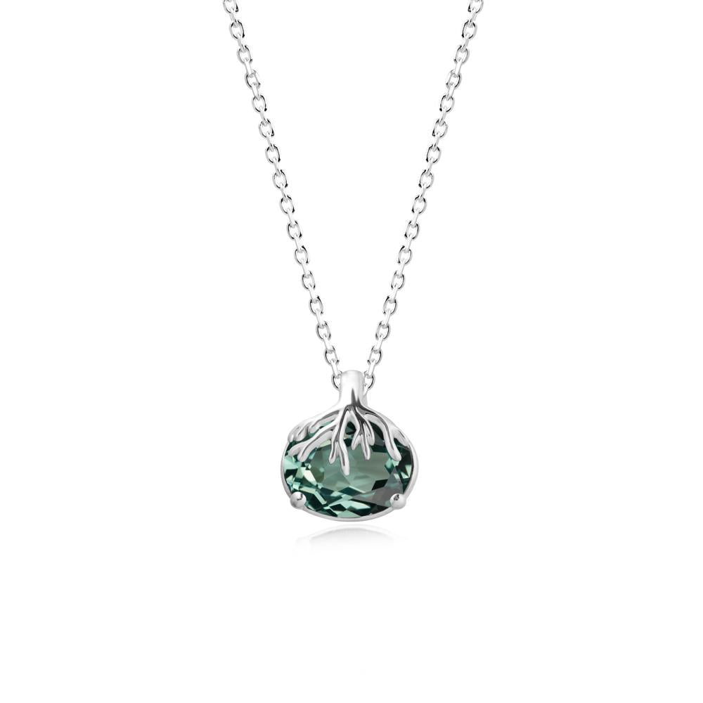Nature Inspired Oval Green Sapphire Necklace - LUO Jewelry #metal_sterling silver