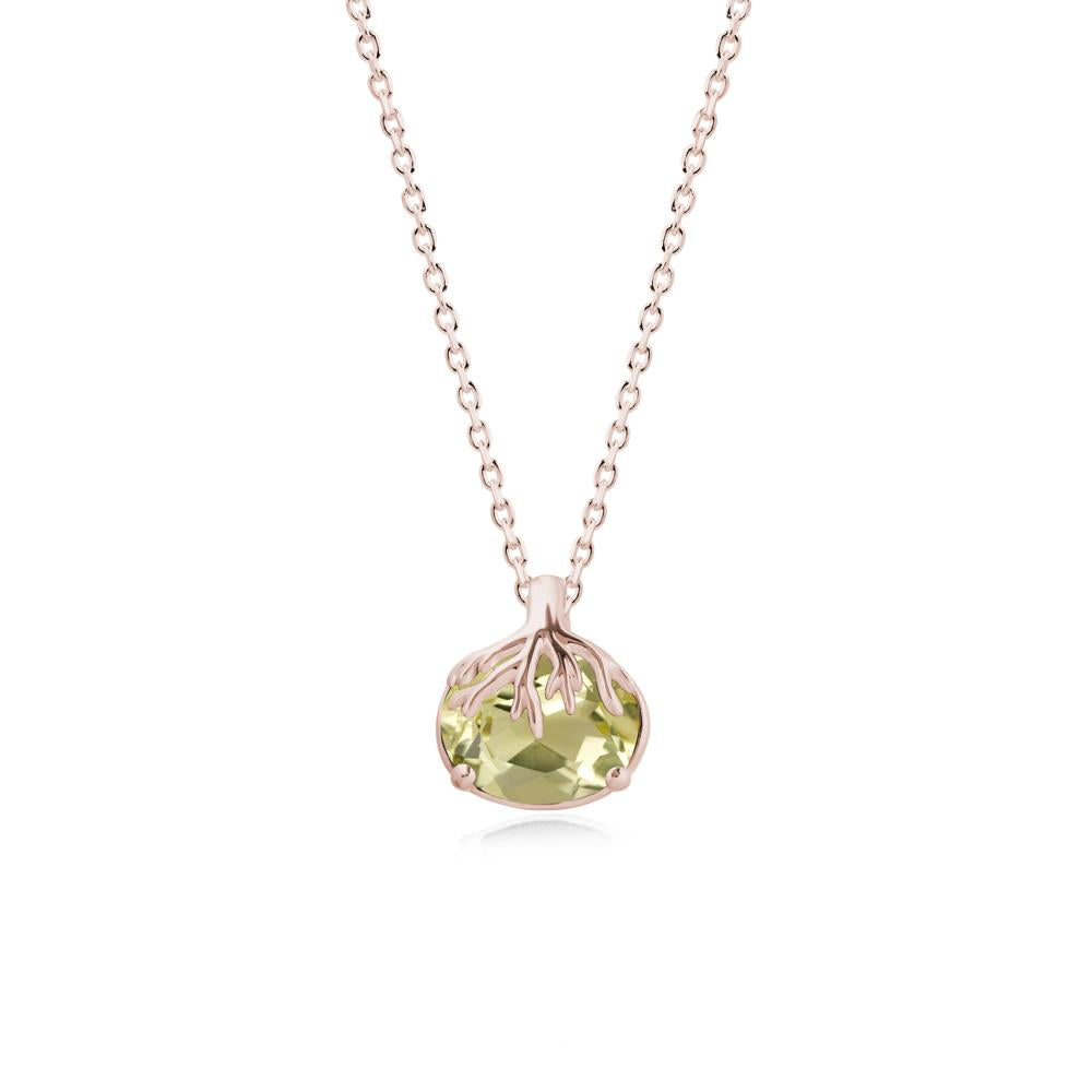 Tree Root Inspired Oval Lemon Quartz Necklace - LUO Jewelry #metal_14k rose gold
