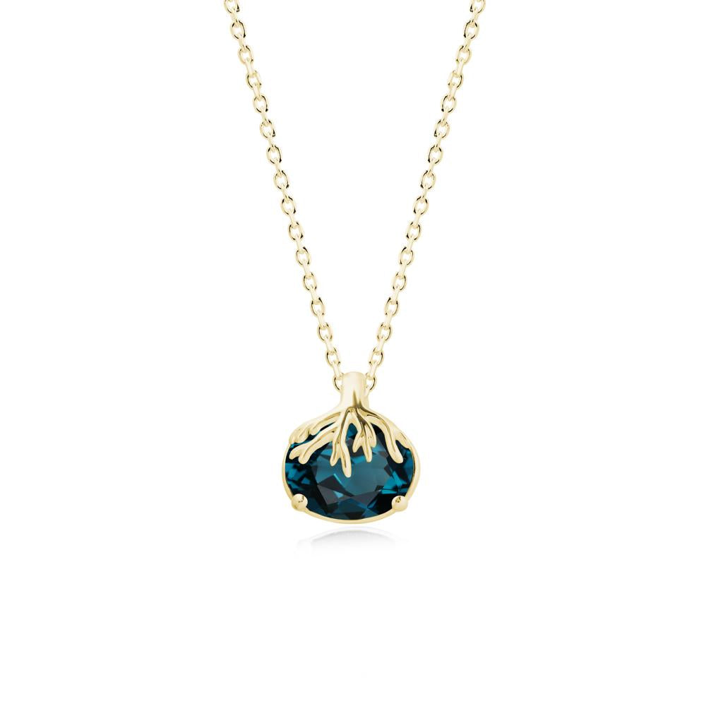 Tree Root Inspired Oval London Blue Topaz Pendant - LUO Jewelry #metal_18k yellow gold